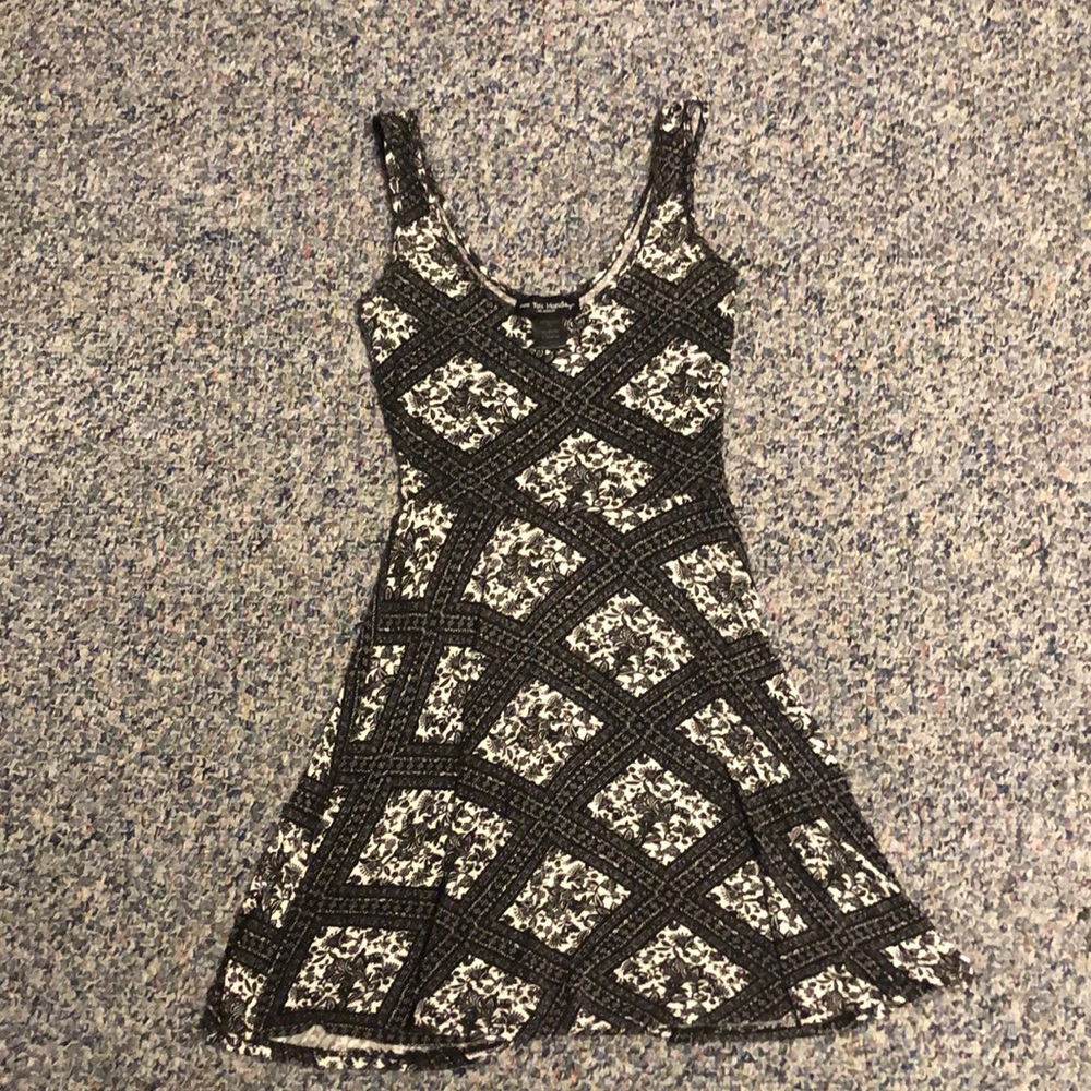 Adorable Floral Black and White Women’s Mini Dress